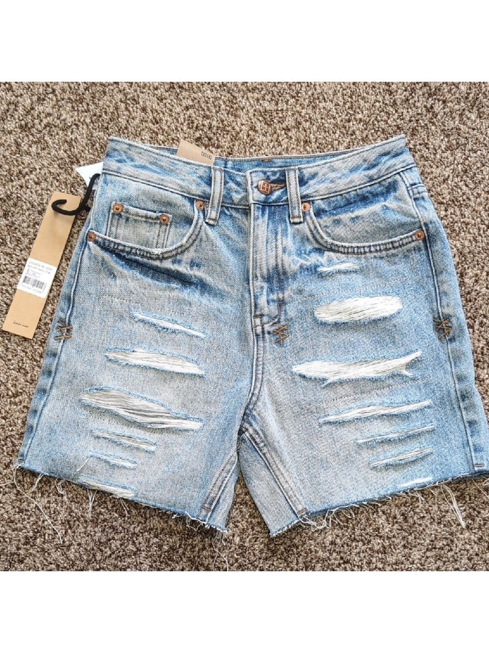 Ksubi Racer Jean Denim Shorts High Rise Slim Fit Thigh Length NEW Size 23